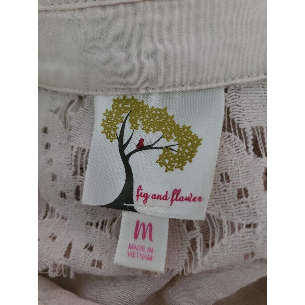 Fig And Flower Ivory Beige Boho Tunic Top Lace Eyelet Detail Sz M - Picture 4 of 5